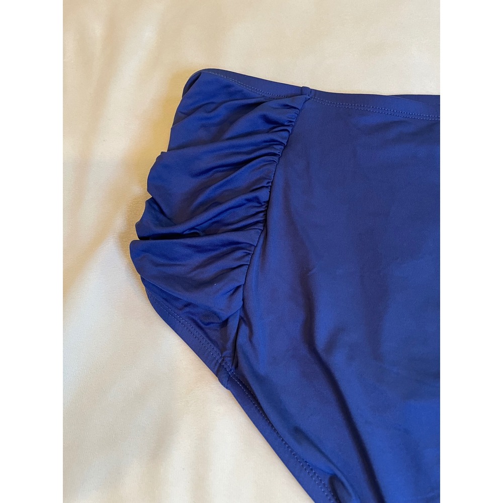 Apt. 9 Womens Navy Blue Ruched High Waisted Bikini Bottoms Size 2X Full Coverage - Picture 9 of 11